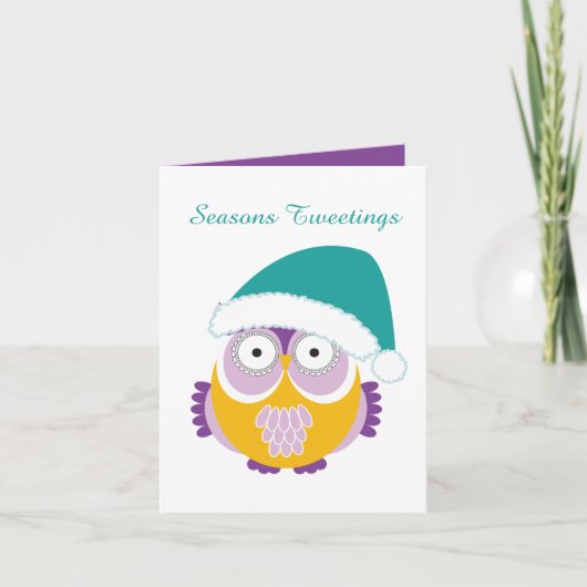 Cartes Pour Fêtes Annuelles chouette de Noël festive ajouter un sentiment (Devant)