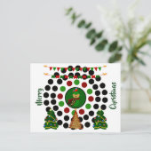 Cartes Pour Fêtes Annuelles Chouette de Noël funky Pois (Debout devant)