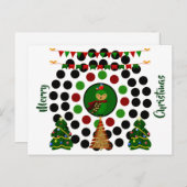 Cartes Pour Fêtes Annuelles Chouette de Noël funky Pois (Devant / Derrière)