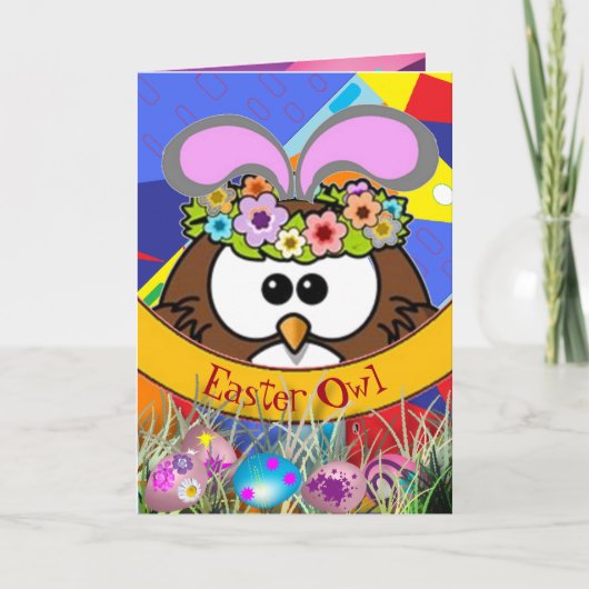 Cartes Pour Fêtes Annuelles Chouette de Pâques (Devant)