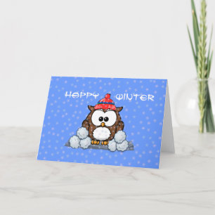 Cartes Pour Fêtes Annuelles chouette d'hiver