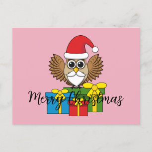 Cartes Pour Fêtes Annuelles Chouette du Père Noël avec présents Ajouter du t