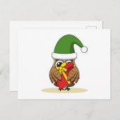 Cartes Pour Fêtes Annuelles Chouette elfe de Noël avec présent (Devant / Derrière)