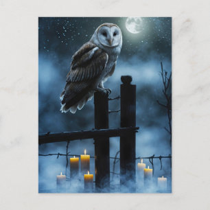 Cartes Pour Fêtes Annuelles Chouette gothique Bougies Lune clôture