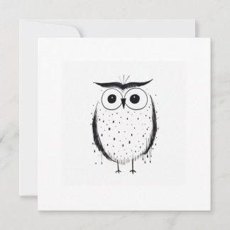 Cartes Pour Fêtes Annuelles Chouette minimaliste mignonne - Style à main - Noi