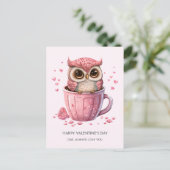 Cartes Pour Fêtes Annuelles Chouette rose mignonne en coupe Saint-Valentin (Debout devant)