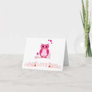 Cartes Pour Fêtes Annuelles Chouette rose mignonne HEart Love Valentine