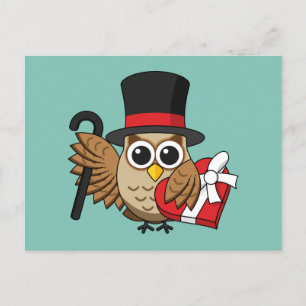Cartes Pour Fêtes Annuelles Chouette sophistiquée avec boîte de chocolat cardi
