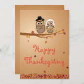 Cartes Pour Fêtes Annuelles Chouettes d'action de grâces (Devant / Derrière)
