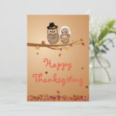 Cartes Pour Fêtes Annuelles Chouettes d'action de grâces (Debout devant)