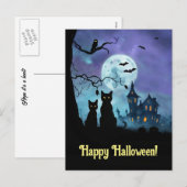 Cartes Pour Fêtes Annuelles Chouettes de chats noirs mignons d'Halloween (Devant / Derrière)