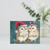 Cartes Pour Fêtes Annuelles Chouettes de Noël mignonnes (Debout devant)