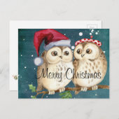 Cartes Pour Fêtes Annuelles Chouettes de Noël mignonnes (Devant / Derrière)