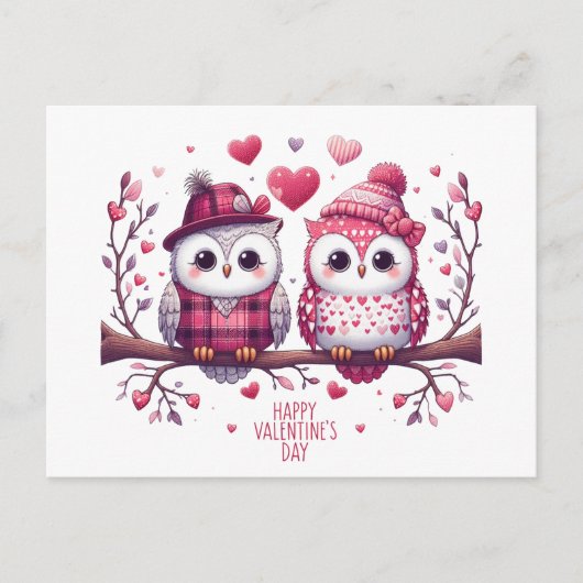 Cartes Pour Fêtes Annuelles Chouettes Heureuses Saintes-Valentin (Devant)