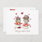 Cartes Pour Fêtes Annuelles Chouettes Heureuses Saintes-Valentin (Devant / Derrière)