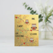 Cartes Pour Fêtes Annuelles Chouettes mignonnes | Chouette que je veux pour No (Debout devant)