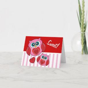Cartes Pour Fêtes Annuelles Chouettes roses et rouges - Saint-Valentin