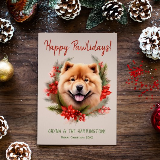 Cartes Pour Fêtes Annuelles Chow Chow Chien Noël Joyeux Pawlidays Howlidays