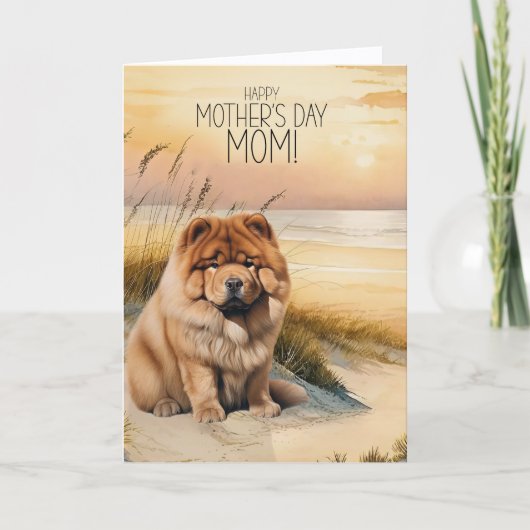 Cartes Pour Fêtes Annuelles Chow Chow Dog Sunset Beach Mother's Day (Devant)