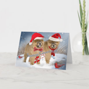 Cartes Pour Fêtes Annuelles Chow Chow winter scene season greetings cards