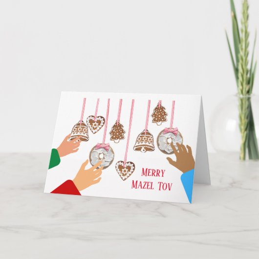 Cartes Pour Fêtes Annuelles Chrismukkah Bagels Cookies Star of David Hands (Devant)