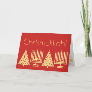 Cartes Pour Fêtes Annuelles Chrismukkah Gold Et Red Holiday Ajouter Votre Phot