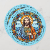 Cartes Pour Fêtes Annuelles Christ est né Noël religieux (Devant / Derrière)