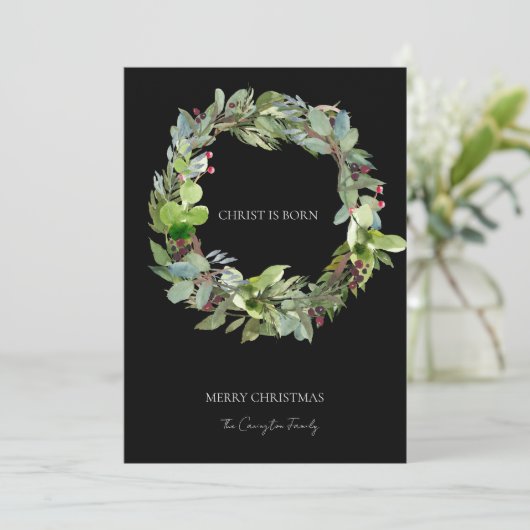 Cartes Pour Fêtes Annuelles Christ est né Noël Vert Noël Noir Noël (Debout devant)