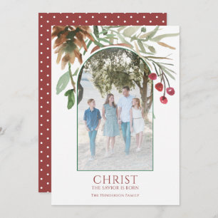 Cartes Pour Fêtes Annuelles Christ est né Religieux Rouge Noël