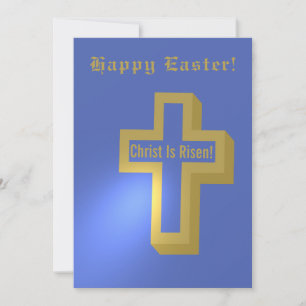 Cartes Pour Fêtes Annuelles Christ Est Ressuscité Croix Chrétienne Dorée Joyeu