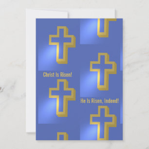 Cartes Pour Fêtes Annuelles Christ est ressuscité en effet Gold Croix chrétien