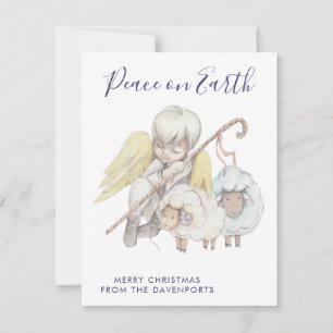 Cartes Pour Fêtes Annuelles Christian Angel Shepherd avec la paix des moutons