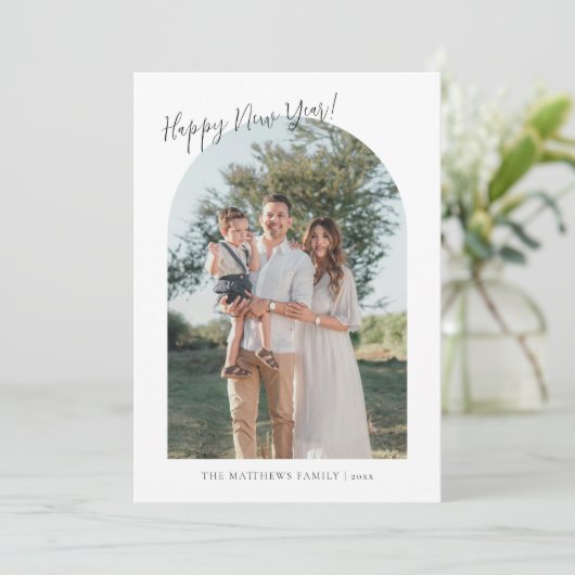 Cartes Pour Fêtes Annuelles Christian Arch Script photo Bonne année (Debout devant)