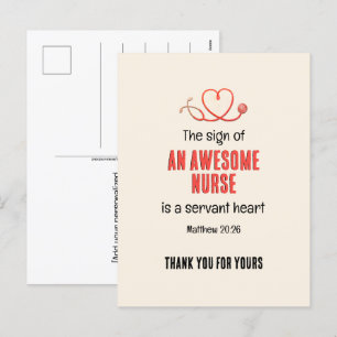 Cartes Pour Fêtes Annuelles Christian AWESOME SERVANT DES INFIRMIÈRES Merci DU