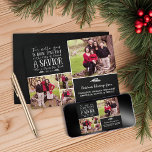 Cartes Pour Fêtes Annuelles Christian Christmas Verset Chalkboard Holiday Phot<br><div class="desc">Christian Christmas Verse Chalkboard Holiday Carte photo Nous avons ajouté Luke 2:11 à l'arrière - plan de cette carte dans une typographie festive, avec de l'espace pour quatre photos à l'avant ! Ajoutez-en davantage au verso ou ajoutez du texte supplémentaire au verso. Facile à customiser avec du texte, des polices...</div>