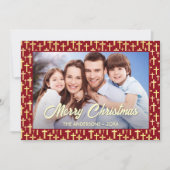 Cartes Pour Fêtes Annuelles Christian Cross Custom Photo Script Rouge Noël (Devant)