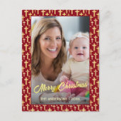 Cartes Pour Fêtes Annuelles Christian Cross Custom Photo Script Rouge Noël (Devant)