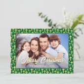 Cartes Pour Fêtes Annuelles Christian Cross Elegant Script Photo Noël (Debout devant)