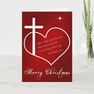 Cartes Pour Fêtes Annuelles Christian Joyeux Noël rouge personnalisable