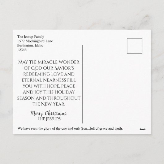 Cartes Pour Fêtes Annuelles Christian Noël Nativité Écriture Élégante Rouge (Dos)