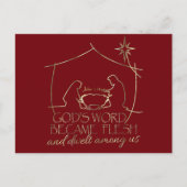 Cartes Pour Fêtes Annuelles Christian Noël Nativité Écriture Élégante Rouge (Devant)