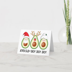 Cartes Pour Fêtes Annuelles Christmas Avocado Père Noël, Rudolph, & Mrs Claus
