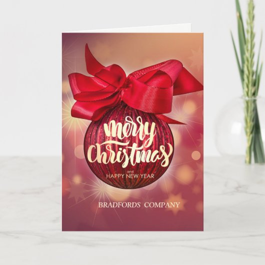 Cartes Pour Fêtes Annuelles Christmas Balls Red Bokeh Christmas Company (Devant)