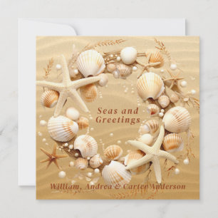 Cartes Pour Fêtes Annuelles Christmas Beach Coquillages tropicaux Starfish