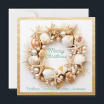 Cartes Pour Fêtes Annuelles Christmas Beach Waves Seashells Starfish Pearls<br><div class="desc">De beaux coquillages,  de jolies perles,  des étoiles de mer et des algues courent Noël. Pour les chanceux qui n'ont pas à affronter des tonnes de neige et peuvent aller à la plage en hiver.</div>