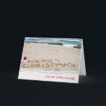 Cartes Pour Fêtes Annuelles Christmas beach with surf<br><div class="desc">Merry Christmas a le père Noël en sable.</div>