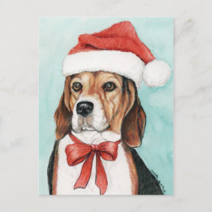Cartes Pour Fêtes Annuelles Christmas Beagle Dog Art Postcad