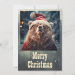 Cartes Pour Fêtes Annuelles Christmas Bear<br><div class="desc">ours nature bête joyeuse,  rouge drôle étreinte de noël,  arbre casquette animal sauvage,  neige froide santa claus,  flocon de neige heureux hiver,  vacances noël mignon ours</div>