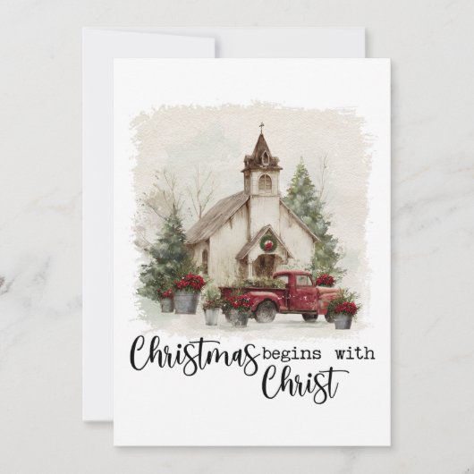 Cartes Pour Fêtes Annuelles Christmas Begins With Christ Rustic Red Truck (Devant)