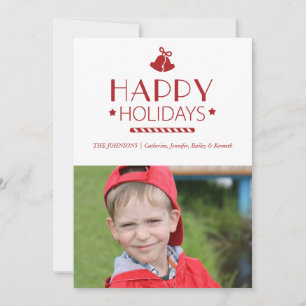 Cartes Pour Fêtes Annuelles Christmas Bells Happy Holidays Photocard Salutatio
